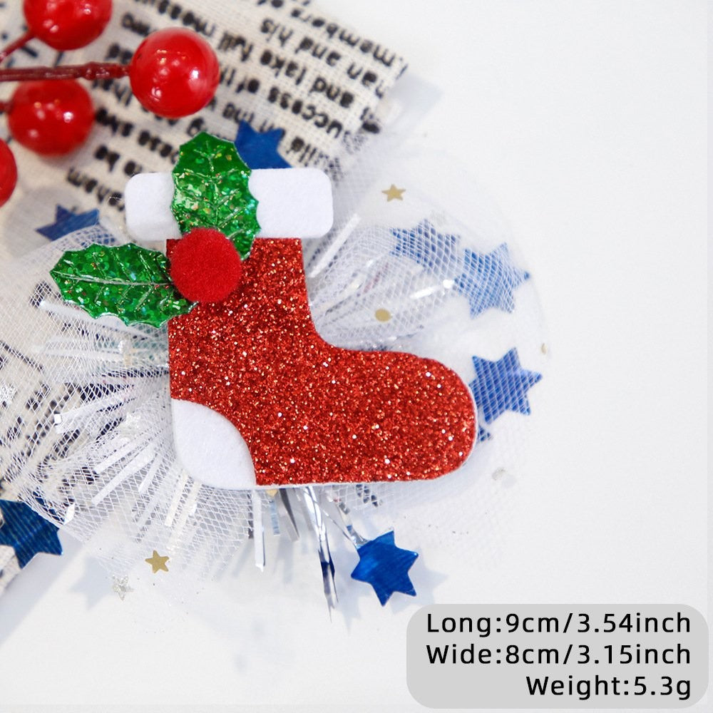 Snowman Head Mesh Hair Clip 5