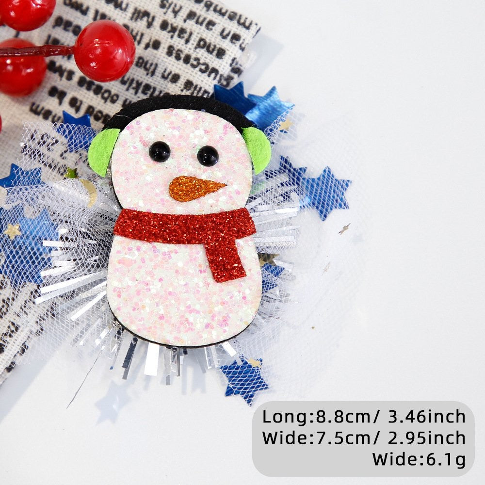 Snowman Head Mesh Hair Clip 7