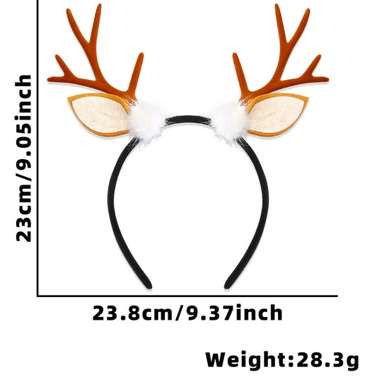 White Bauble Brown Antler Headband 23.8*23cm