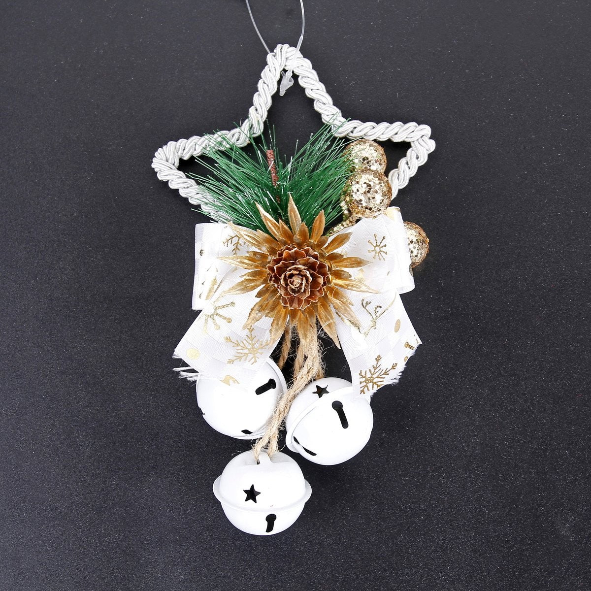 White Nylon String Five-Pointed Star Shape - White Five Star Bell Garland