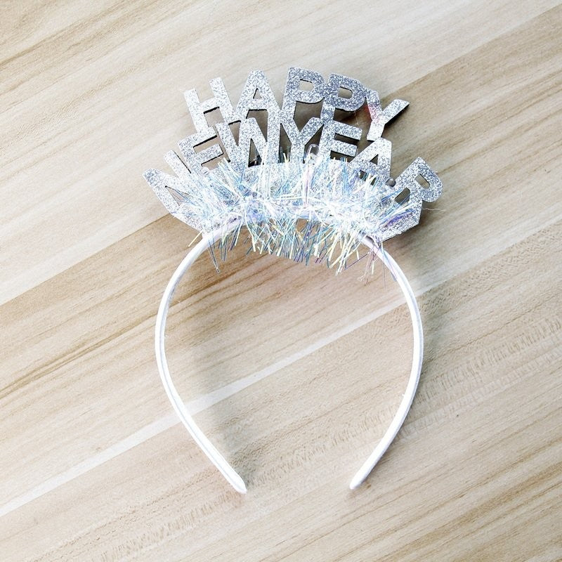 With LED (Silver Wire Color Letter HAPPY NEW Headband) Head Bopper
