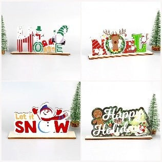 Wooden Christmas Letter Figurine Ornament 10x20cm