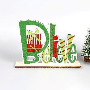 Wooden Christmas Letter Figurine Ornament 20cm