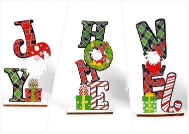 Wooden Christmas Printed Letter Rudolph Tabletop Figurine Ornament