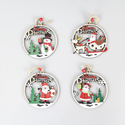 Wooden Hollow Cut Small Ornament 10x10cm