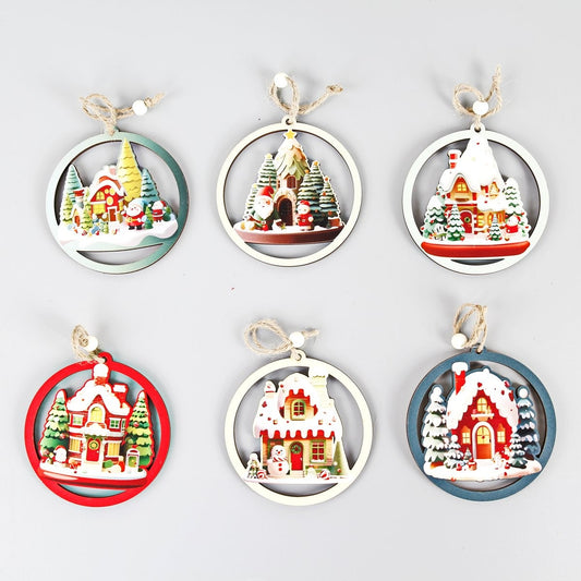 Wooden Hollow Cut Small Ornament 9x9cm