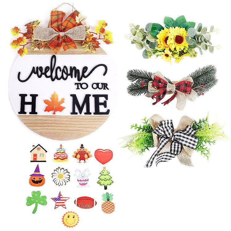 Wooden Magnetic Hanging Sign - Light Wood Color HOME Ornament