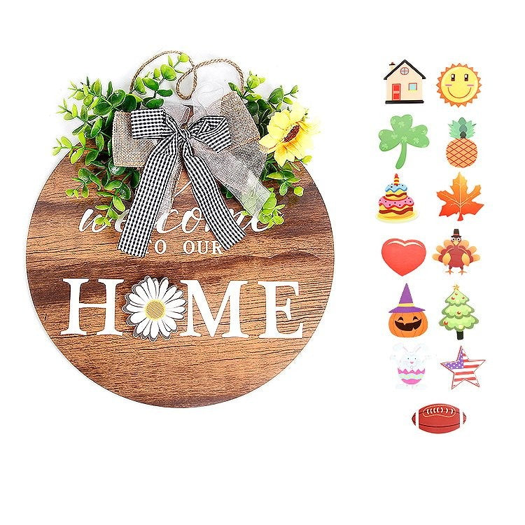 Wooden Magnetic Hanging Sign - Real Wood Color HOME Ornament